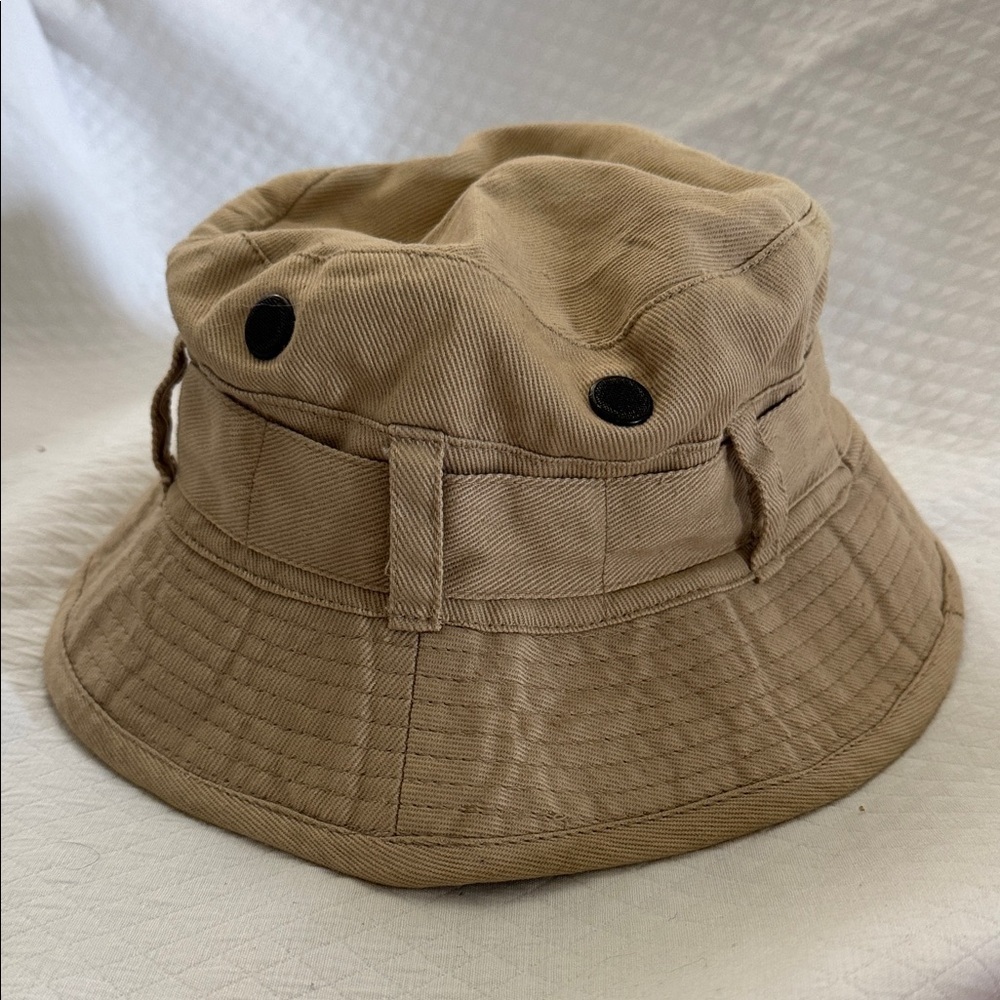 Vintage World Famous Khaki Boonie Bucket hat w Hidden Zipper Size Medium